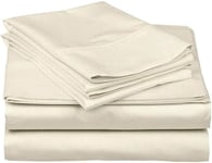 4 Piece Bed Sheets Set, 100% Egyptian Cotton 400 Thread Count, Hotel Luxury Bed Sheets - Extra Soft -30 CM Deep Pocket of Fitted Sheet, Ivory Solid, UK King Size