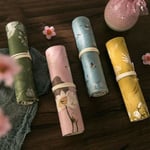 Unique Vintage Pencil Case Canvas Makeup Cosmetic Box Stationery D Flowers