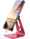 Lamicall Phone Stand, Adjustable Phone Dock - Universal Stand Holder, Compatible with iPhone 13, 13 Pro, 12 Pro Max Mini, 11 Pro, Xs Max, X, 8, 7, 6 Plus, SE, Samsung S10 S9, 3.5-8 inch Devices - Red