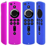 [2 Pack] Silicone Protective Case Compatible with Fire TV Stick 4K Remote (Blue and Purple)