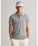 Gant Mens Original Slim Fit Pique Polo Shirt in Grey Cotton - Size 2XL
