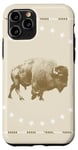 Coque pour iPhone 11 Pro Bison Buffalo Stars Animaux Sépia Marron Blanc Tourbillon Bordure