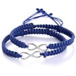 2-pack/set Stål 8 Oändlighet Par Armband Flätad Läderrep Armband Justerbar Kedja Passar 7-9 Tum för Kärlek Vänskap 2-pack Dar