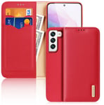 Dux Ducis Hivo Läder Flip Cover Plånbok i äkta läder för kort och dokument Samsung Galaxy S22 Röd