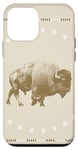 Coque pour iPhone 12 mini Bison Buffalo Stars Animaux Sépia Marron Blanc Tourbillon Bordure