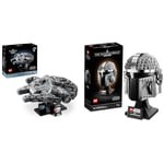 LEGO Star Wars Millenium Falcon 25th Anniversary Vehicle Building Set & 75328 Star Wars The Mandalorian Helmet Buildable Model Kit, Display Collectible Decoration Set