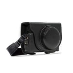 MegaGear MG283 Sony Cyber-shot DSC-RX100 VI, DSC-RX100 V, DSC-RX100 IV, DSC-RX100 III Ever Ready Leather Camera Case with Strap - Black