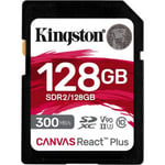 Kingston Canvas React Plus 128 GB UHSII SDXChukommelseskort