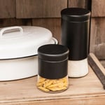 1.5 Litre Black Stainless Steel Preserving Jams Food Glass Canister Storage Jar
