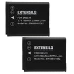 EXTENSILO 2x Batteries compatible avec Nikon Coolpix S3100, S2750, S2900, S2800, S2700, S32 appareil photo, reflex numérique (700mAh, 3,7V, Li-ion)
