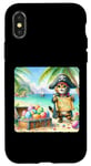 Coque pour iPhone X/XS Chat pirate avec carte au trésor des œufs de vacances Pâques
