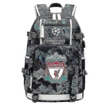 Liverpool Champions League Tryckt Ryggsäck Fritidssportväska Multifunktionell Datorväska