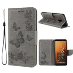 Butterfly läder Samsung Galaxy A8 (2018) fodral - Silver/Grå Silvergrå