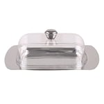 Urban Living Inox Silver Line Prestige Butter Dish with Acrylic Lid 19.5 cm