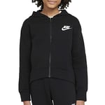 Nike Girls' G NSW Club FLC FZ Hoodie LBR Sweatshirt, Black/White, XS