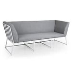Brafab Vence 3-sits soffa aluminium vit och dynor tyg grå