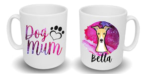 Spoilt Rotten Pets Fawn Whippet Pink Design Dog Mum Dog Breed Personalised Mug with Your Dog's Name (Whippet Fawn)