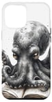 Coque pour iPhone 15 Pro Max Mignon anime pieuvre noire lisant un livre de bibliothèque Deep Sea #1
