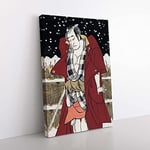 Big Box Art Man with a Sword by Katsukawa Shunko Painting Canvas Wall Art Print Ready to Hang Picture, 76 x 50 cm (30 x 20 Inch), Red, Cream, Brown, White, Brown