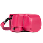 MegaGear MG1234 Ever Ready Leather Case and Strap with Battery Access for Sony Alpha A6500 Camera - Hot Pink