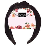 Glamour Velour hårband med knut Svart (P1)