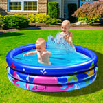 Joyjoz Family pool, Children's Pool for swimming, playing sleeping, Children's above-ground pool, paddling pool, inflatable bathtub, 3-ring embossing (120 cm, blue) (Multi)