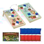 Relaxdays Jeu de Lancer Cornhole, Dimensions : 18 x 29 x 58 cm, 10 Sacs à Lancer, intérieur et extérieur. Multicolore