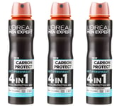 Loreal Men Expert Anti-Perspirant Deodorant Carbon Protect 250ml x 3