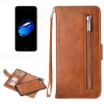 CaseOn Iphone 8 Plus - Plånbok Med Magnetskal Ljusbrun