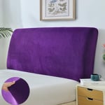 Bed Head Cover Elastic All-Inclusive Back Protection Dust, Solid Color Plush Headboard Cover,Purple-150-165cm