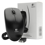 Logitech 800dpi Optical High Quality Wired USB Mouse - Black (B100)