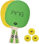 Donic-Schildkröt Set de Tennis de Table Ping Pong 2 Raquettes avec Coussinets, 3 Balles, Sac de Transport, 788486 Mixte Enfant, Vert/Jaune/Brun, Universal