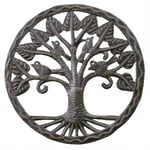 Tree and 4 Birds with Border Recycled Steel