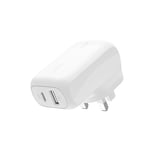Belkin BoostCharge 42W Dual Port Wall Charger, USB-C + USB-A Charger Fast Charging for iPhone 15, 15 Plus, 15 Pro, 15 Pro Max, 14, 14 Pro Max, 13, Galaxy S24, Plus, Ultra, iPad, AirPods & More - White