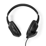 Nedis PC-kuulokkeet, Over-Ear, Stereo, 1x 3,5 mm / 2x 3,5 mm, Taitettava mikrofoni - musta