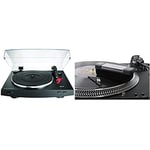 Audio-Technica AT-LP3BK Turntable Automatic Belt-Drive Black & Acc-Sees APV004 Pro Vinyl Velvet Brush Record Cleaner – Includes Stylus Pick Up Brush - Anti-Static