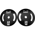 TnP Distribution Solid Steel 2" Olympic Weight Plates Disc 15KG Pair Hammertone for Dumbbell Barbell Bar Weights Set
