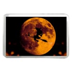 Witch and Broomstick Classic Fridge Magnet - Spooky Flying Full Moon Gift #8375