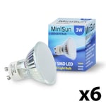 6 Pack GU10 White Glass Bodied Spotlight LED 3W Warm White 3000K 280lm Light Bulb