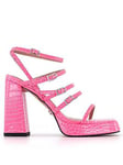 OFFICE Heirloom Croc Block Heel Platform Sandals - Pink, Pink, Size 5, Women