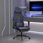 vidaXL Gamingstol med massage och fotstöd svart blå konstläder 345434