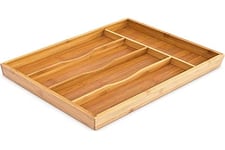 Relaxdays Organiseur de tiroir pour la Cuisine Range-Couverts en Bambou avec 5 Compartiments Rangement en bois boîte ustensiles de cuisine armoire couteaux, nature 4,5 x 25,5 x 34 cm