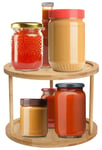 Wood Turntable Spice Rack,Premium Tray Wood,2-Tier Kitchen Countertop Condiments Cabinet