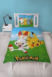 Påslakanset Pokemon - Pikachu og Squirtle - 100% bomull - 2 i 1 design - 140x200 cm