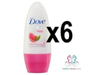 DOVE GO FRESH Pomegranate  Anti-perspirant  Roll-On 6x50 mls UK STOCK