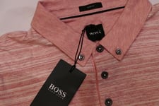 New Hugo Boss mens slim fit orange designer striped golf polo t-shirt top Medium