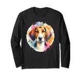 English Foxhound Dog Watercolor Artwork Long Sleeve T-Shirt
