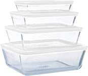 Pyrex® Cook & Freeze Set of 4 Glass Dishes with Airtight Lids (0.8 L, 1.5 L, 2