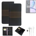Wallet Case + headphones for Realme C53 Protective Cover Brown