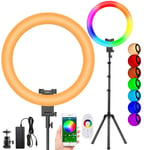 20" RGB Ring Light with Stand, SAMTIAN Customize Mode 360° Full Color Ring Light Kit with Phone Holder, Wireless Remote/App Control for Makeup, YouTube, Tiktok, Video, Vlogging